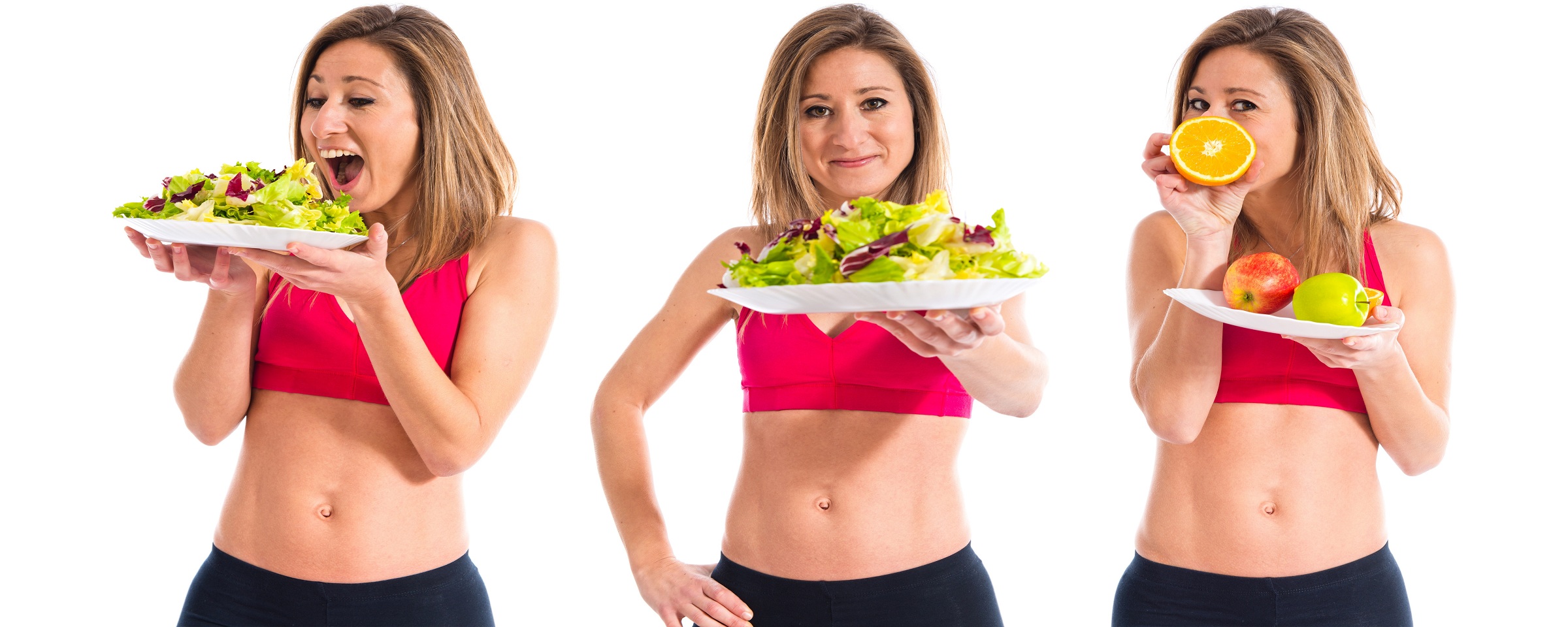 Sport woman holding a salad